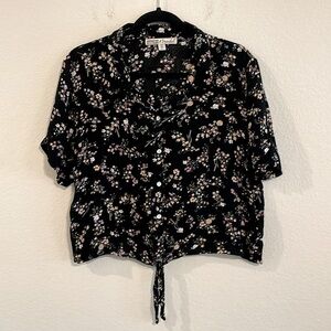 Gypsies & Moondust Women’s Cropped Top XL Black Ditsy Floral Bohemian Feminine